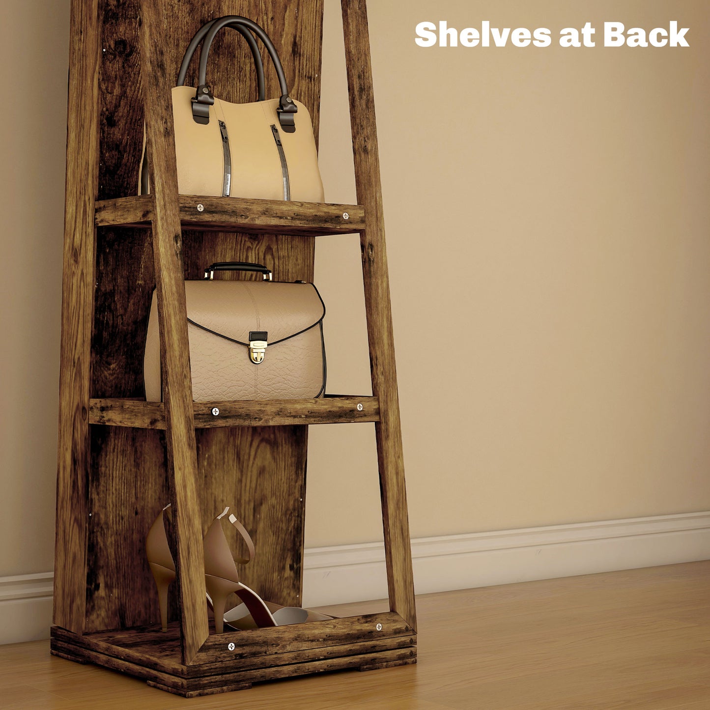 Jewelry Cabinet Full Length Mirror Swivel Lockable Jewelry Organiser