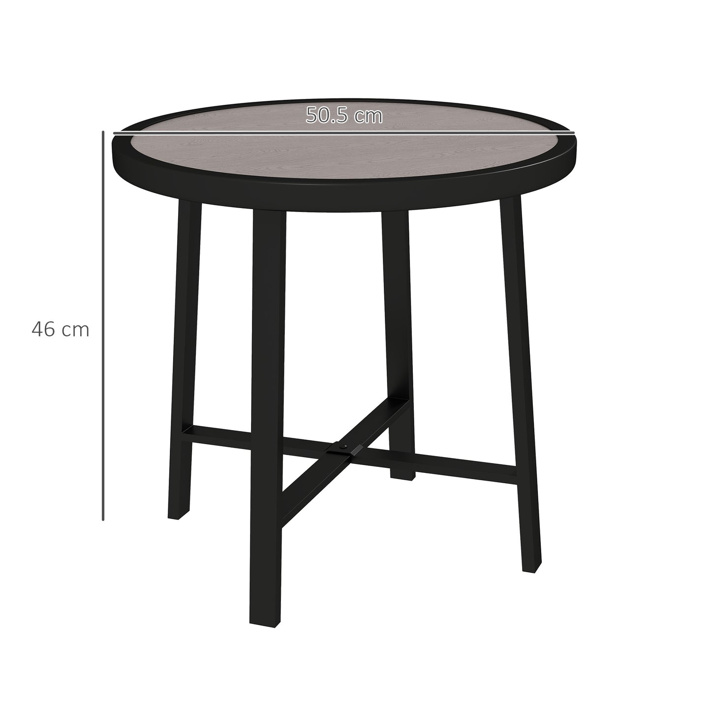 50.5cm Round Garden Table with SPC Tabletop, Grey Wood Effect