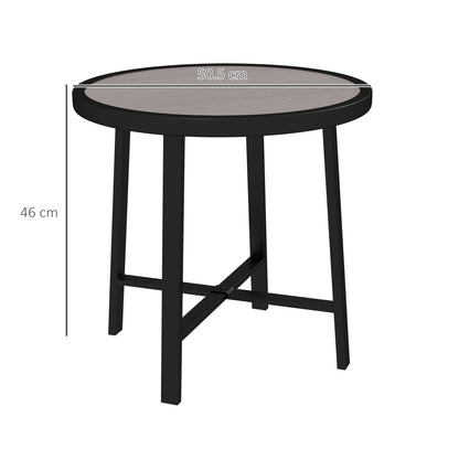50.5cm Round Garden Table with SPC Tabletop, Grey Wood Effect