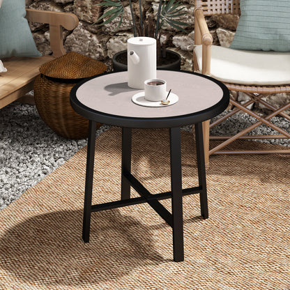 50.5cm Round Garden Table with SPC Tabletop, Grey Wood Effect