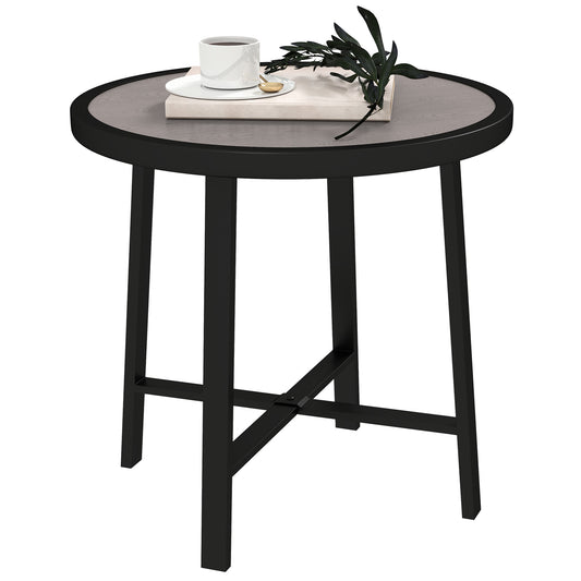 50.5cm Round Garden Table with SPC Tabletop, Grey Wood Effect