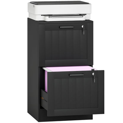 2 Drawer File Cabinet with Lock and Adjustable Hanging Bars, Black