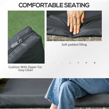 Two-Seat Rattan Chair, with Middle Table - Mixed Grey