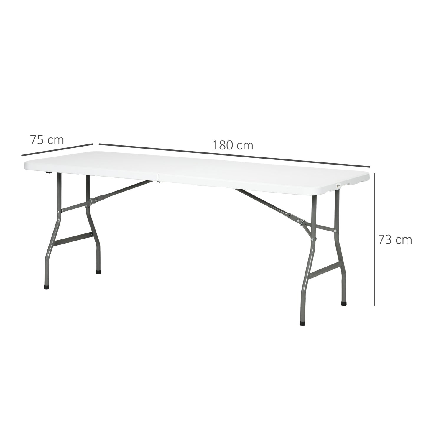 Folding Garden Table, Patio Table with Metal Frame, White