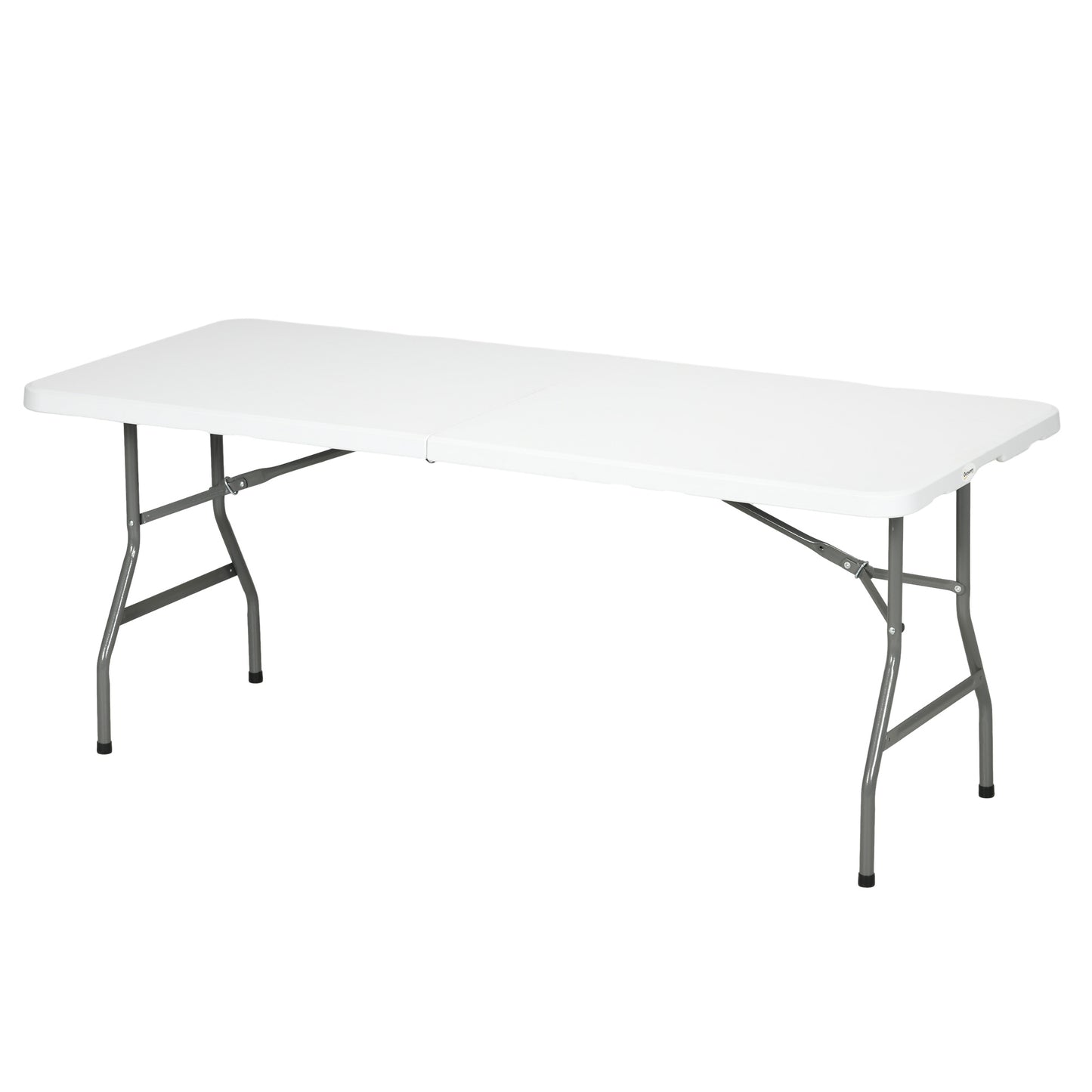 Folding Garden Table, Patio Table with Metal Frame, White