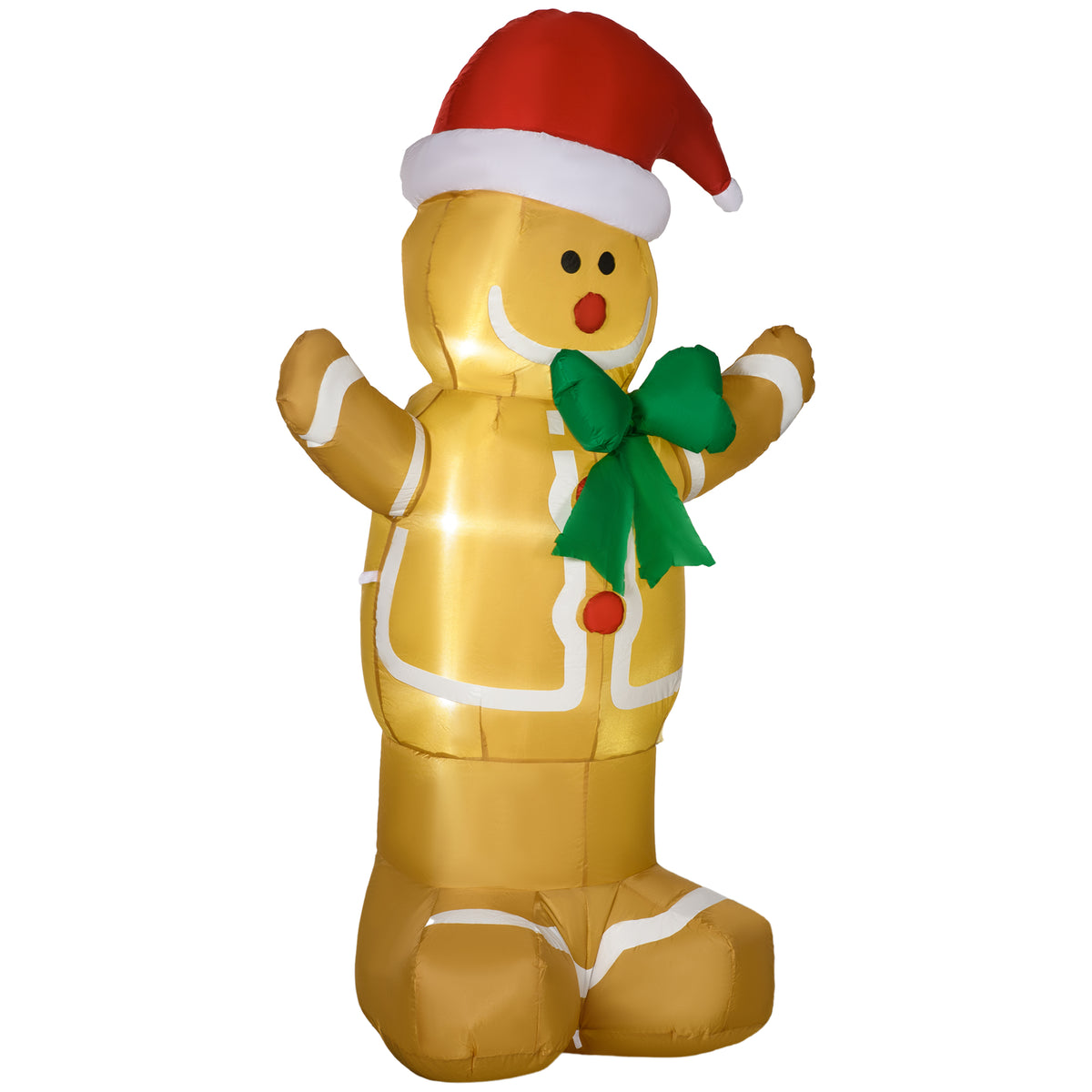 6ft Christmas Inflatable Gingerbread Man & Santa Hat w/ LED Lights