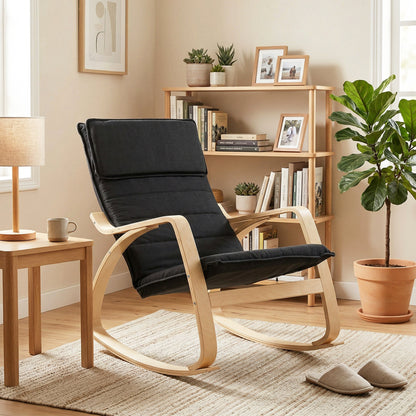 Comfortable Relax Rocking Chair with High Back, Black