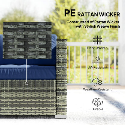 4 Pieces Rattan Garden Furniture Sofa Set with Coffee Table Blue