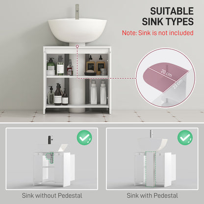 Freestanding Under Sink Cabinet with 2 Doors and Shelf, White