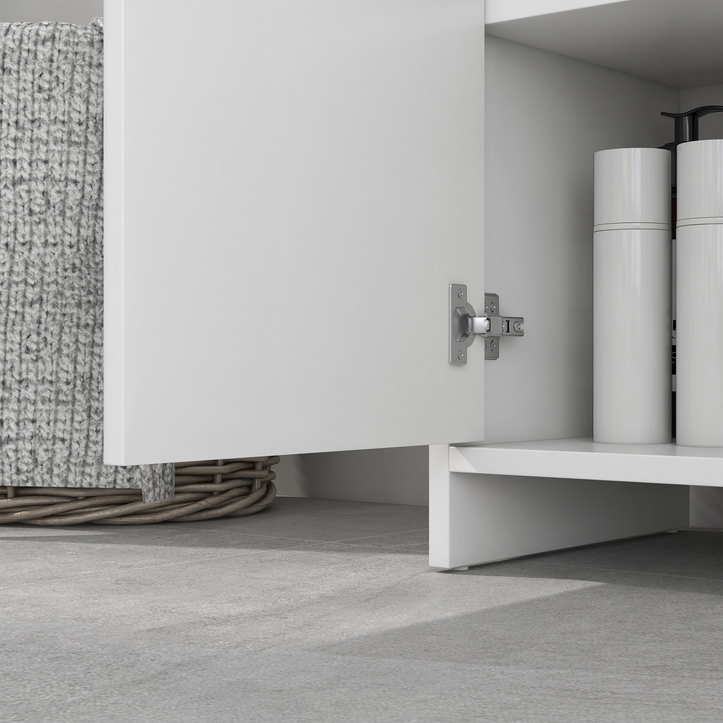 Freestanding Under Sink Cabinet with 2 Doors and Shelf, White