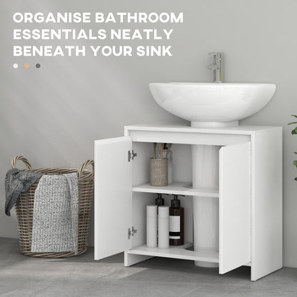 Freestanding Under Sink Cabinet with 2 Doors and Shelf, White