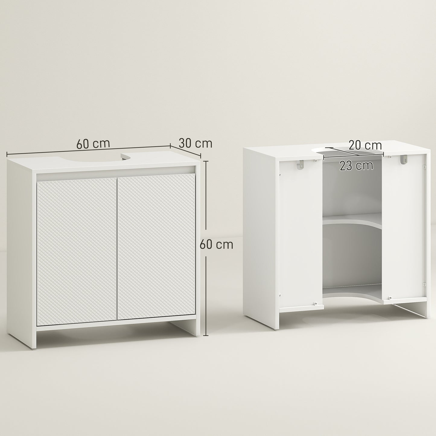 Freestanding Under Sink Cabinet with 2 Doors and Shelf, White