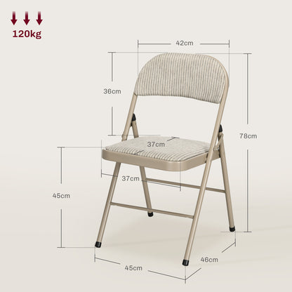 4 Pack Linen-Look Padded Folding Chairs with Cushioned Seat Beige