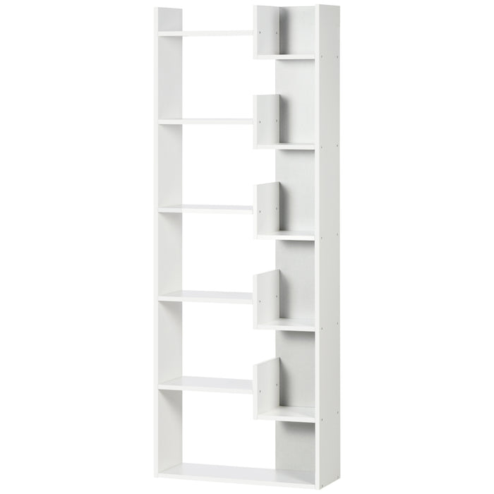 Modern Book Shelf with 11 Open Shelves, 6-Tier Bookcase, Freestanding Shelving Unit for Home Office and Study, White