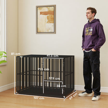 Heavy Duty Dog Crate, Dog Cage with Wheels for Medium Large Breeds
