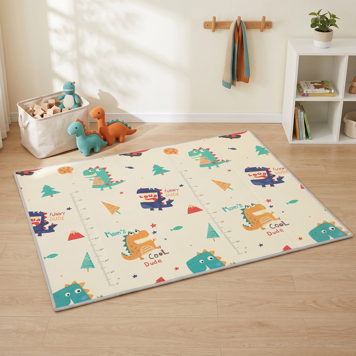 1.8m x 1.5m Reversible Folding Baby Play Mat with Storage Bag - Animals & Forest