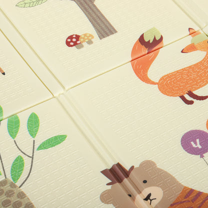1.8m x 1.5m Reversible Folding Baby Play Mat with Storage Bag - Animals & Forest