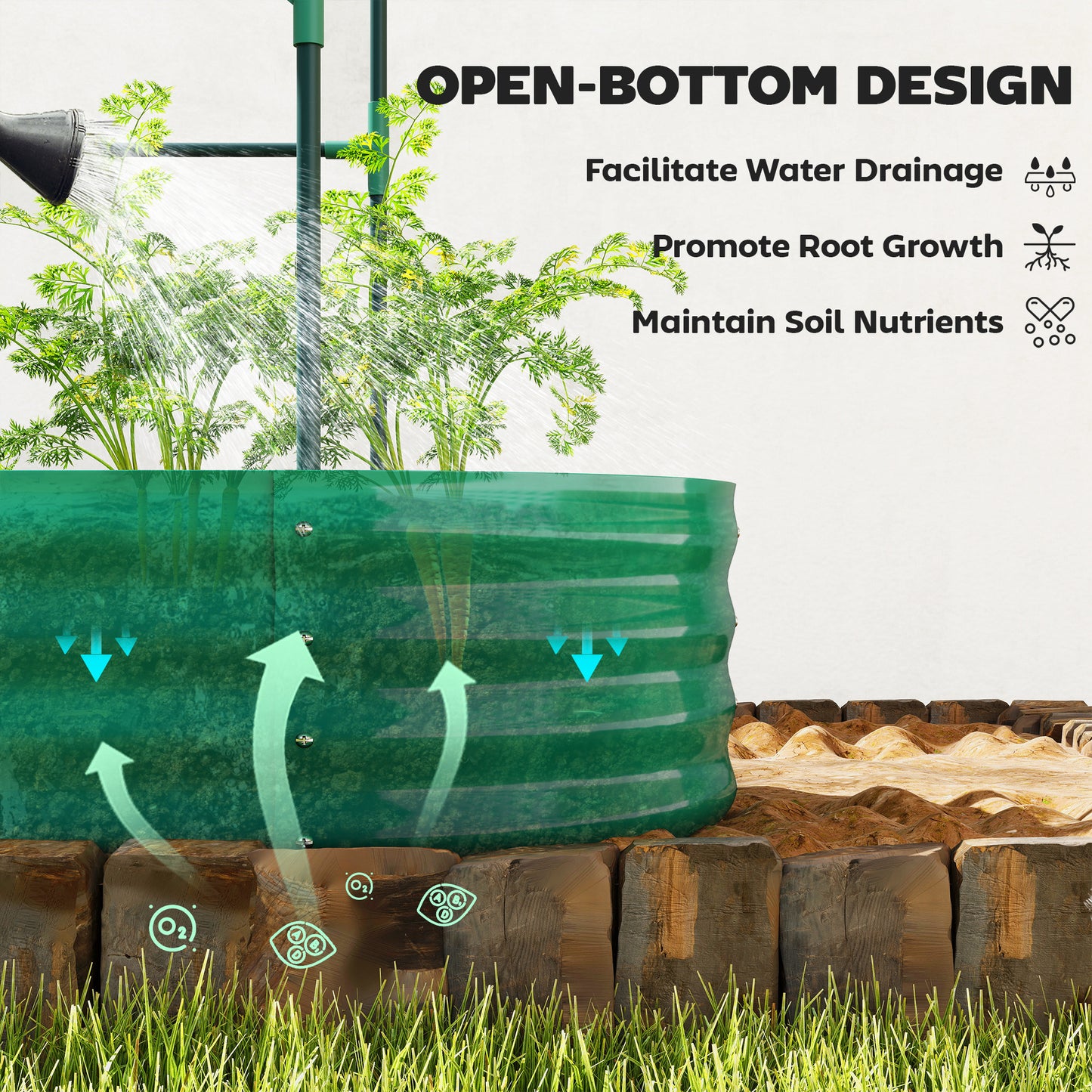 4 x 2 x 4.6ft Galvanised Raised Garden Bed with Trellis, Green