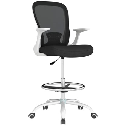 Mesh Draughtsman Chair, Ergonomic Drafting Chair, Black White