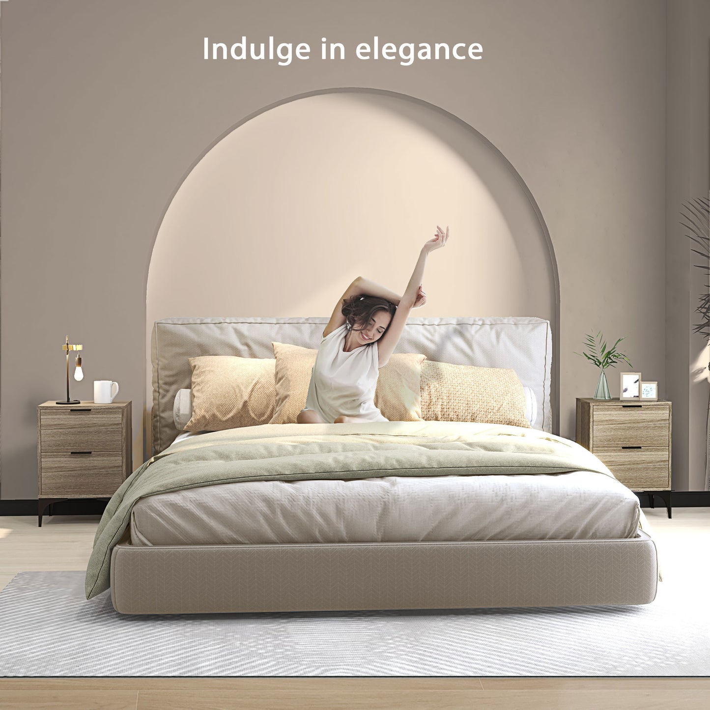 Bedside Tables Set of 2 with 2 Drawers for Bedroom, Living Room