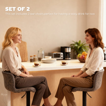 Barstools Set of 2, Dining Stools with Backrest and Footrest, Brown