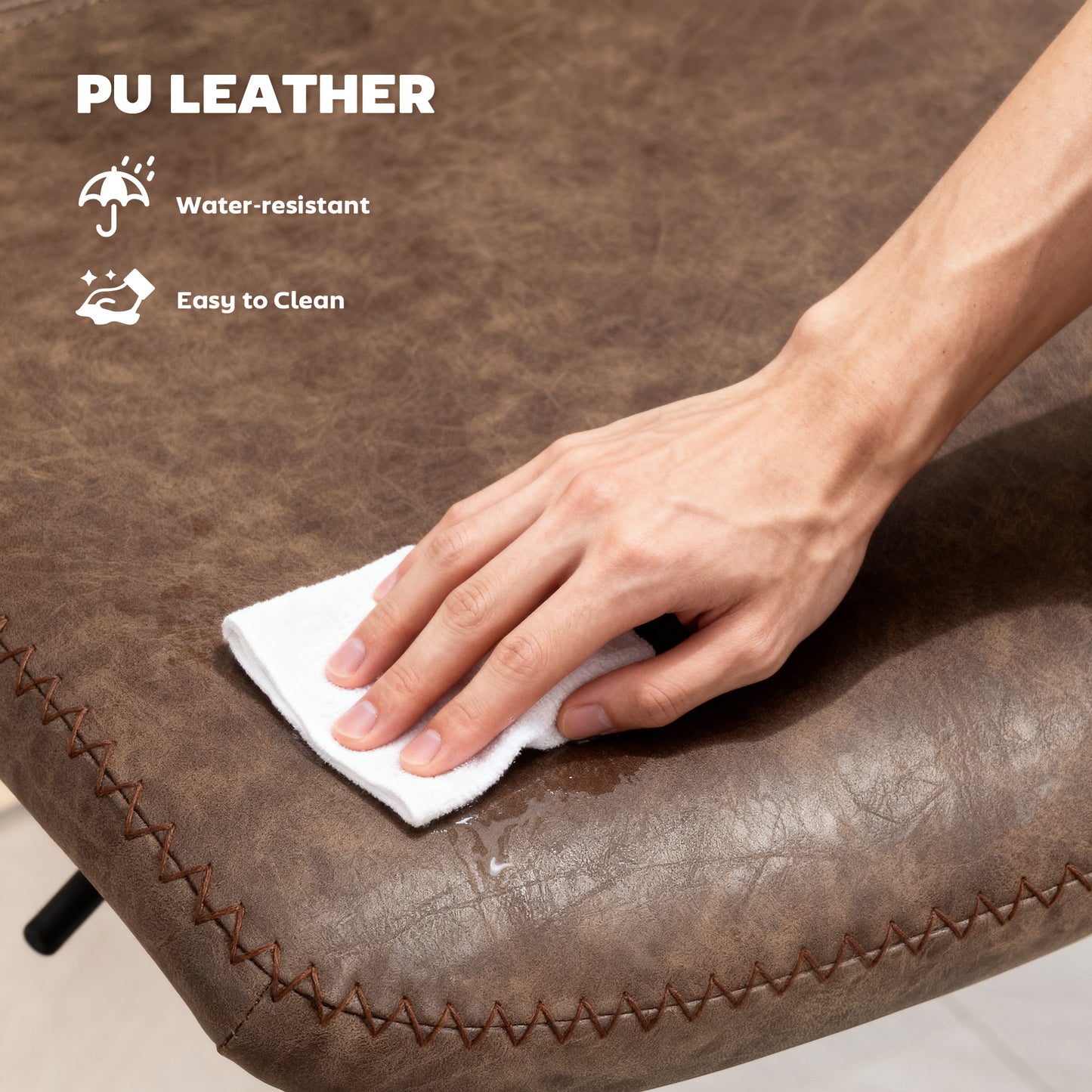 Barstools Set of 2, Dining Stools with Backrest and Footrest, Brown