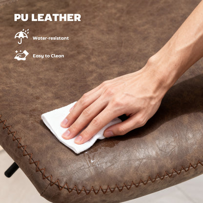 Barstools Set of 2, Dining Stools with Backrest and Footrest, Brown