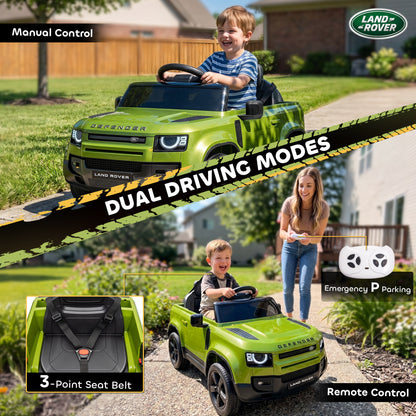 Land Rover Defender Licensed 12V Kids Ride on Car w/ Remote, Green