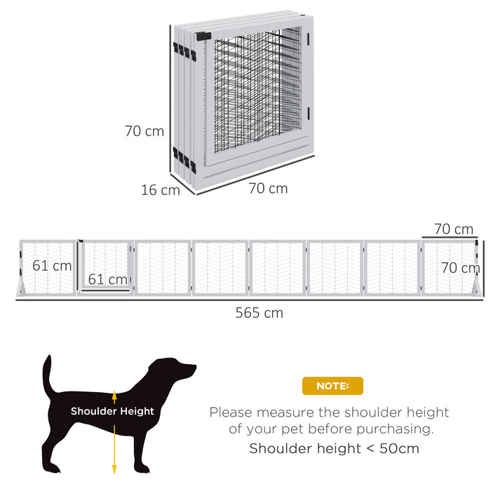 8 Panels Freestanding Dog Barrier for S and M Dogs - White