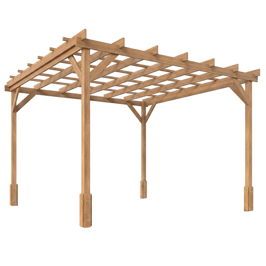 3 x 3 m Wooden Pergola Kit, Garden Gazebo Shelter, Dark Brown
