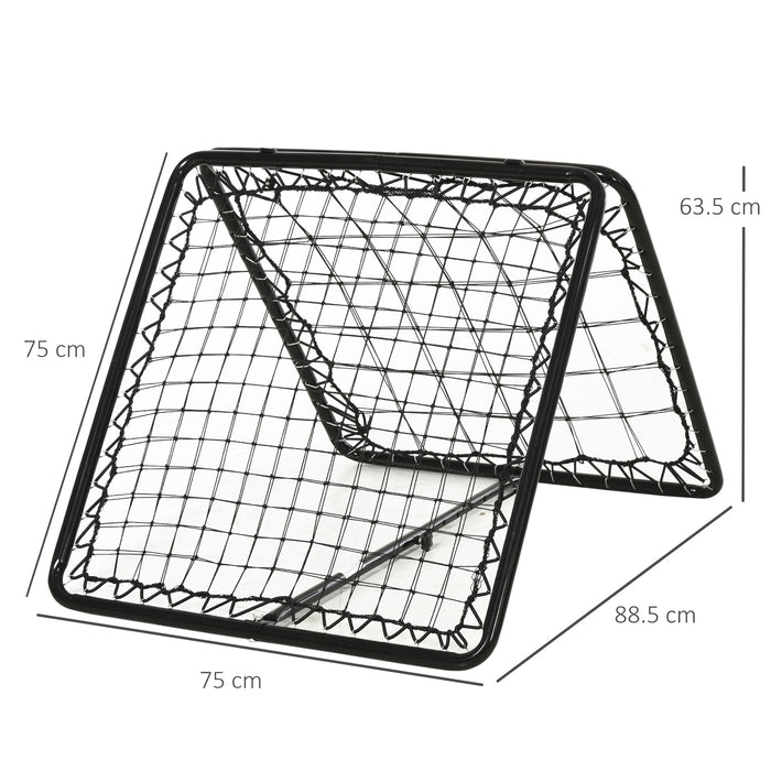 Angle Adjustable Double Sided Rebounder Net Training Aid Target Soccer Goal Kickback For Football, Baseball, Basketball - 75L x 75W cm