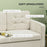 Modern Loveseat Sofa, Compact 2 Seater Sofa with Hidden Storage, 117cm Tufted Cotton Couch with Wood Legs, Cream White