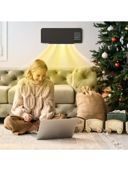 2000W Wall Mounted Ceramic Heater with Remote Control for Home Black