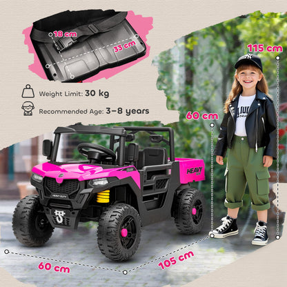 12V Kids Ride on Car, Kids UTV with Electric Dump Bed, Pink