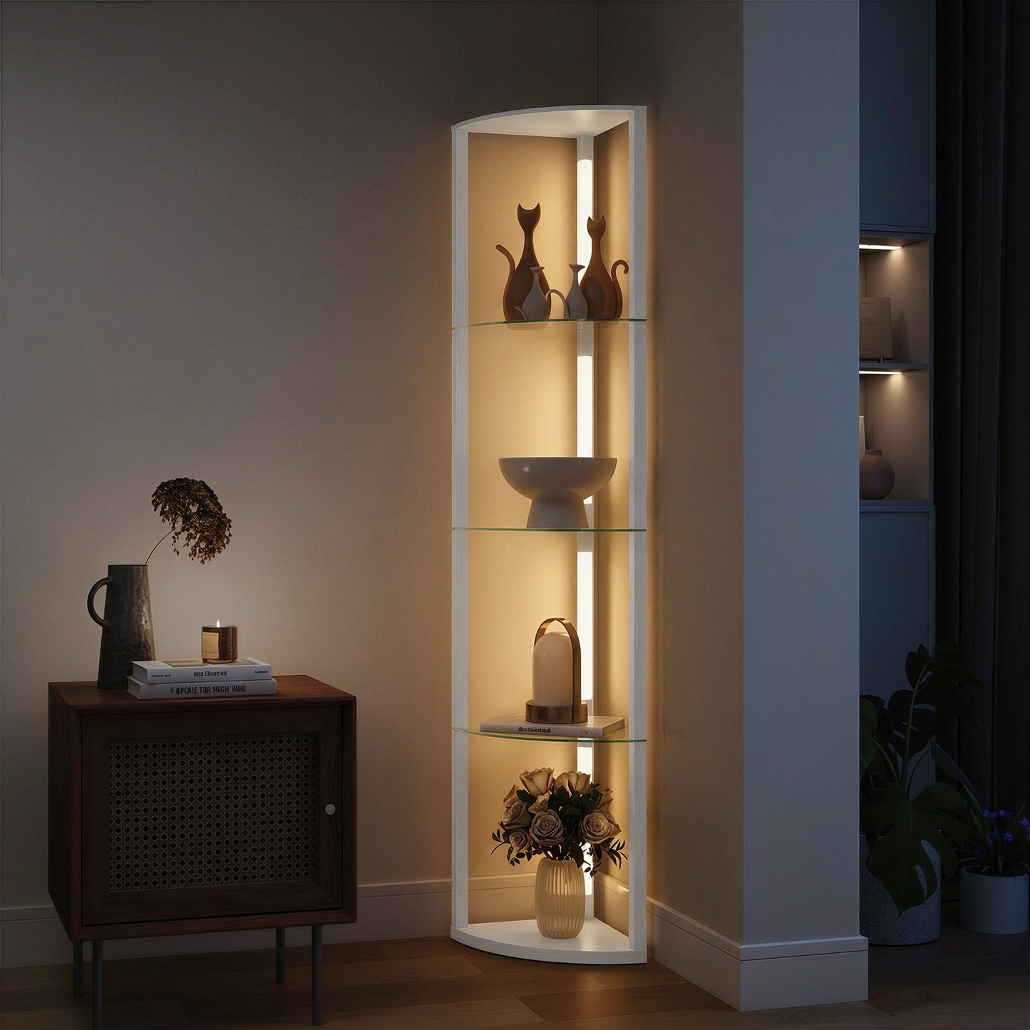 LED Floor Lamp with Shelves, Dimmable Standing Lamp with Foot Switch