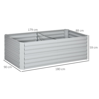 Galvanised Steel Outdoor Raised Bed w/ Reinforced Rods, Light Grey