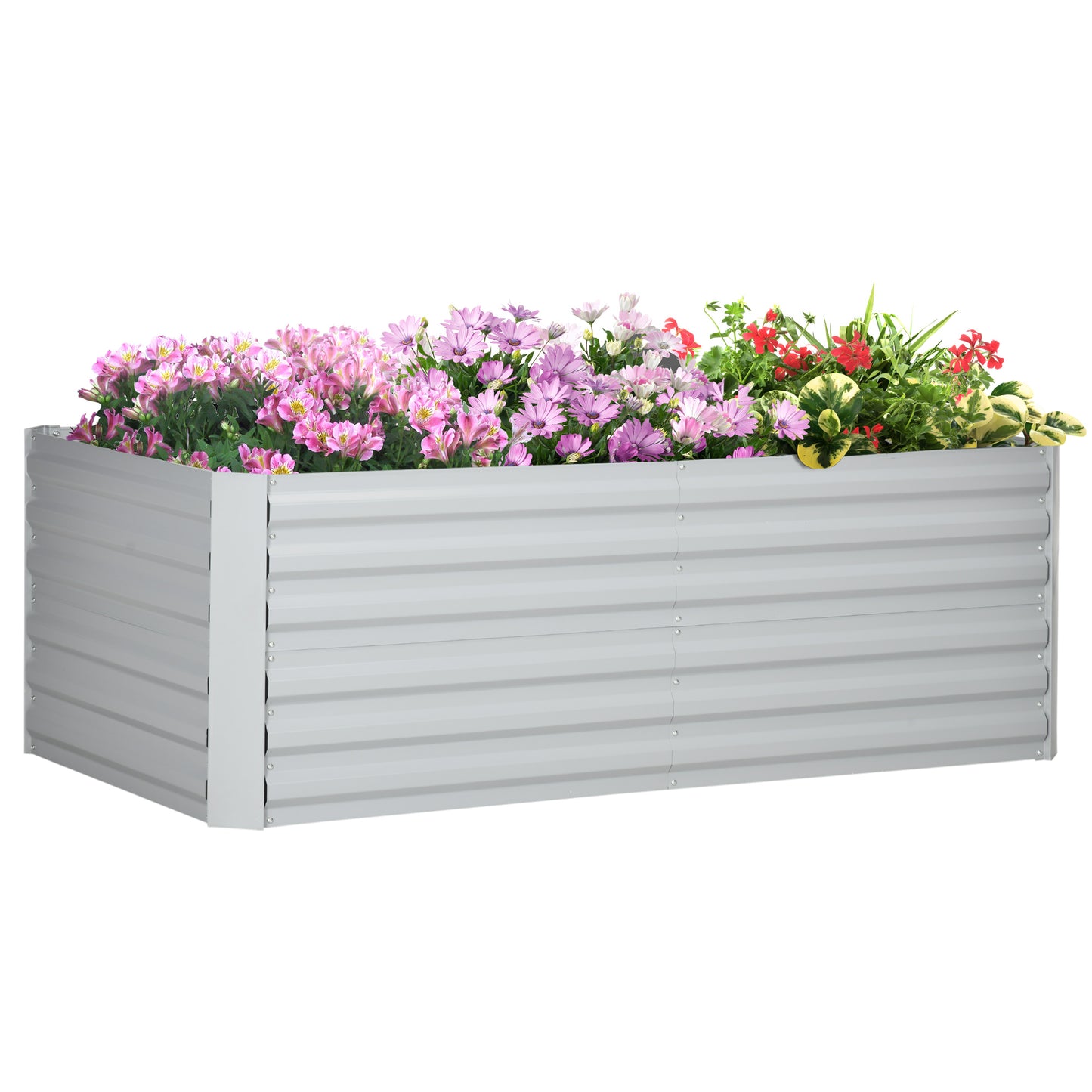 Galvanised Steel Outdoor Raised Bed w/ Reinforced Rods, Light Grey