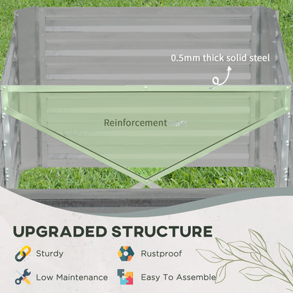 Galvanised Steel Outdoor Raised Bed w/ Reinforced Rods, Light Grey