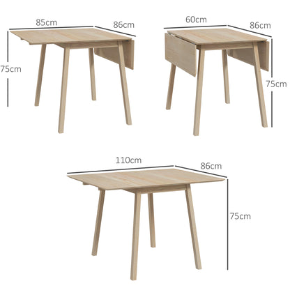 Extendable Kitchen Table for 2-4, Folding Drop Leaf Dining Table, Natural