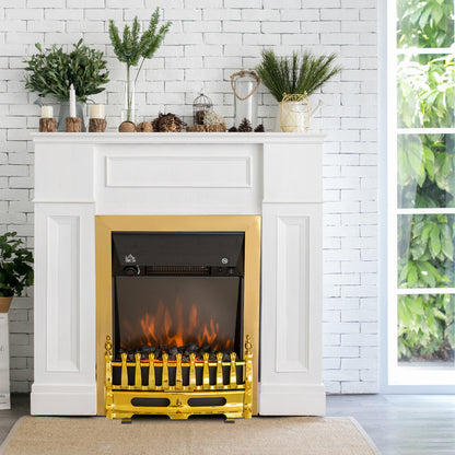 Electric Fireplace 1 & 2KW LED Fire Flame for Living Room Golden
