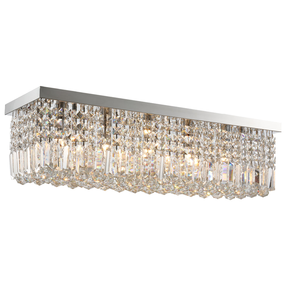 Modern Crystal Ceiling Square Crystal Chandelier for Living Room, Dining Room, Hall, E14 Base, Silver, 80 x 25 x 23cm