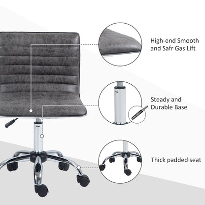 Armless Mid-Back Adjustable Office Chair with 360 Swivel Grey