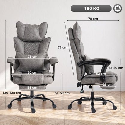 Big and Tall Office Chair with Lumbar Support, Grey