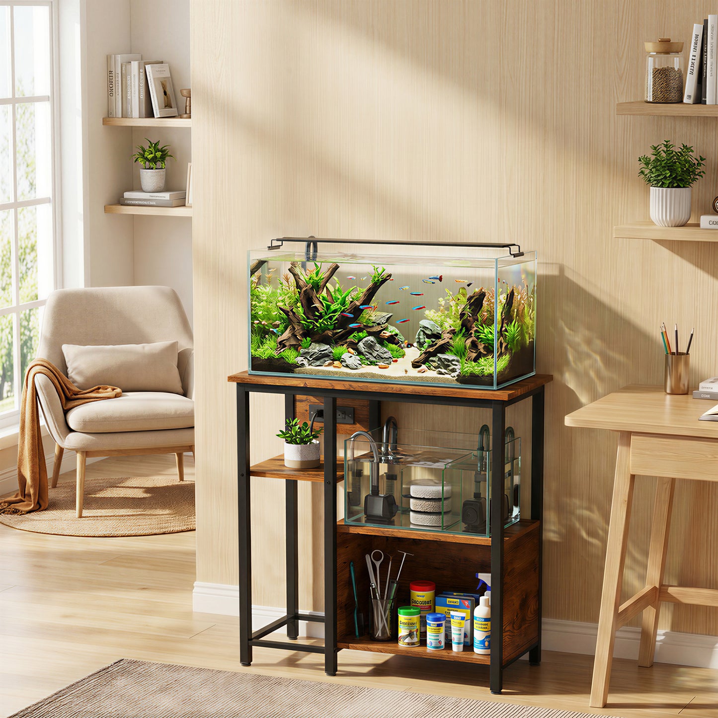 Fish Tank Stand with Power Outlets 20-29 Gallon
