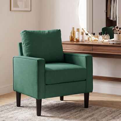 Removable Pillow Linen Accent Chair, Dark Green