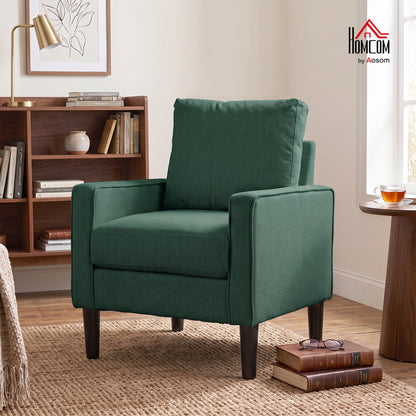 Removable Pillow Linen Accent Chair, Dark Green