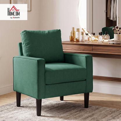 Removable Pillow Linen Accent Chair, Dark Green