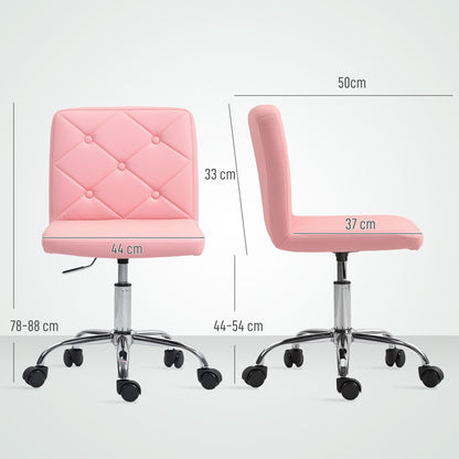 Modern Vanity Computer Desk Chair with Rolling Wheels, Pink