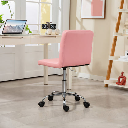 Modern Vanity Computer Desk Chair with Rolling Wheels, Pink