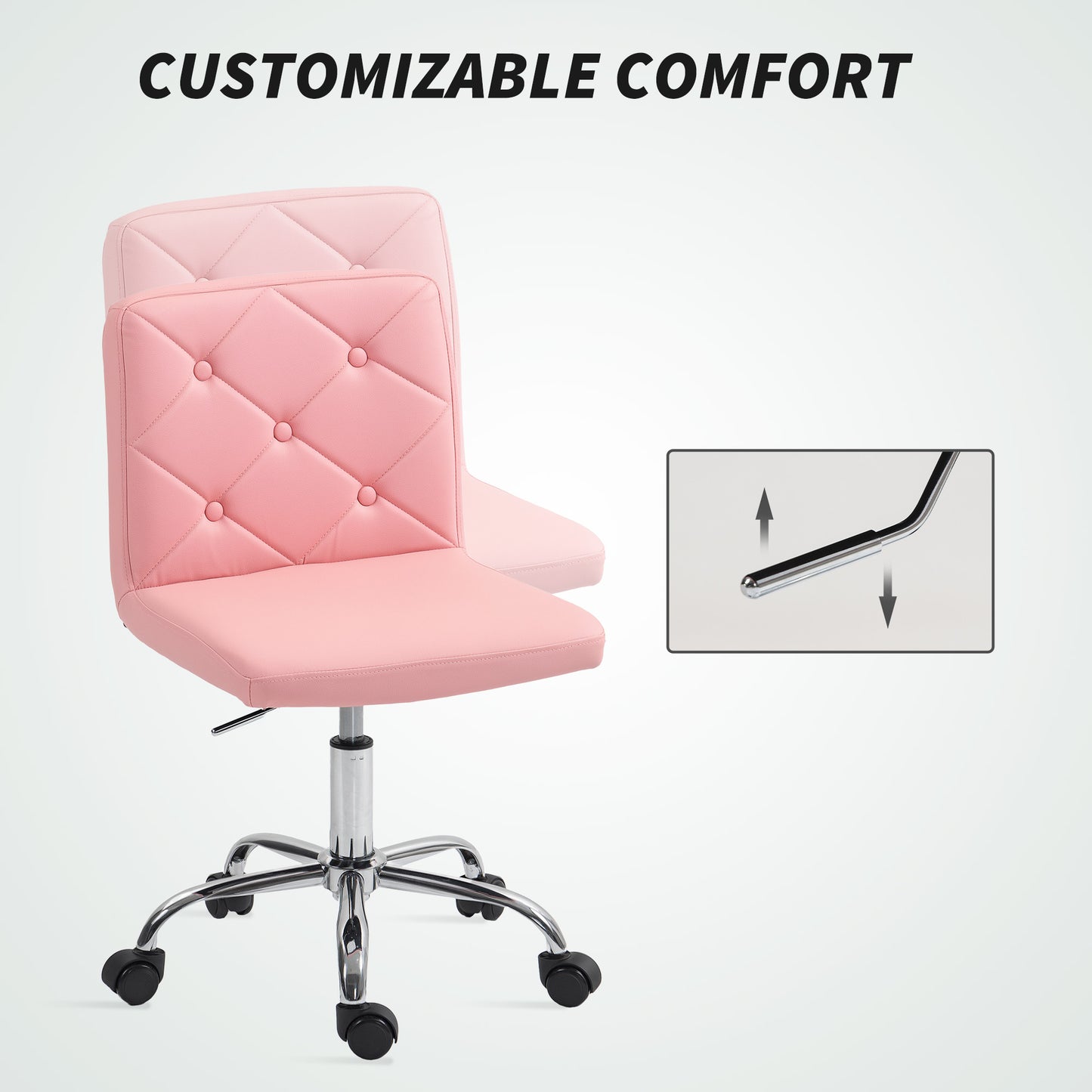 Modern Vanity Computer Desk Chair with Rolling Wheels, Pink